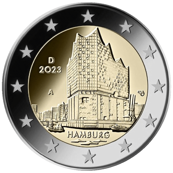 2 euros allemagne 2023 philarmonie de hambourg