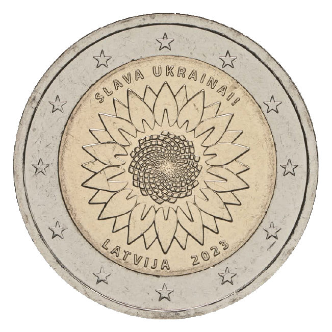 2 euros Lettonie 2023 solidarité avec l'ukrainea