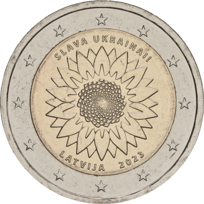 2 euros Lettonie 2023 solidarité avec l'ukrainea